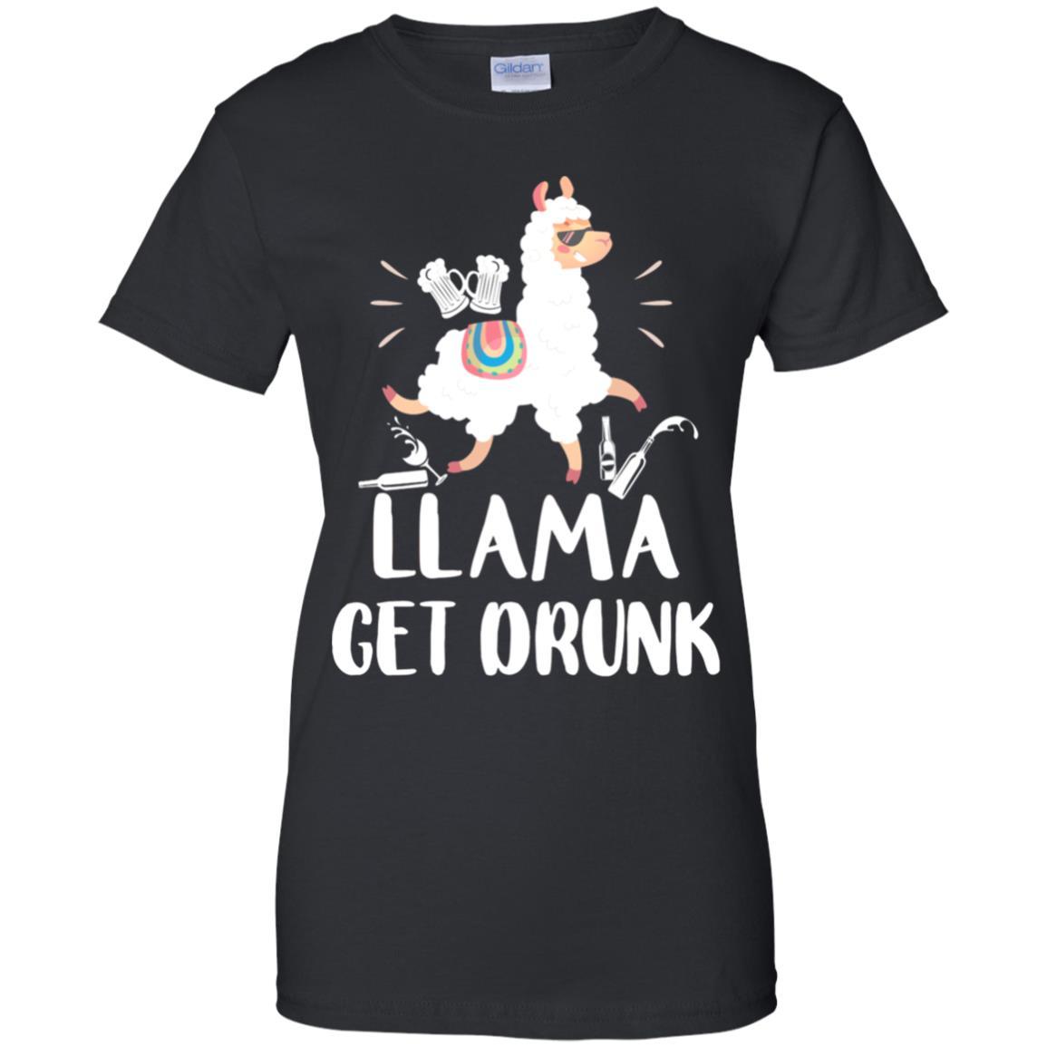 Funny Llama Get Drunk Mom Mommy Drinking Party-T-Shirt & Tank Top-Women's T-Shirt-Black