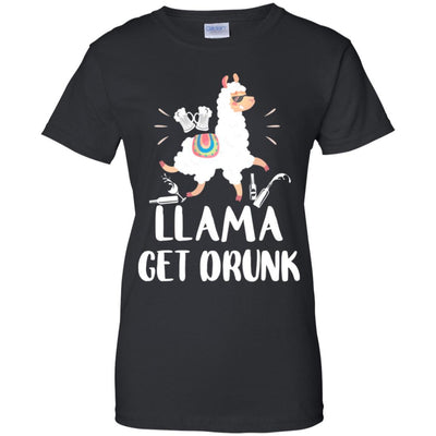 Funny Llama Get Drunk Mom Mommy Drinking Party-T-Shirt & Tank Top-Women's T-Shirt-Black