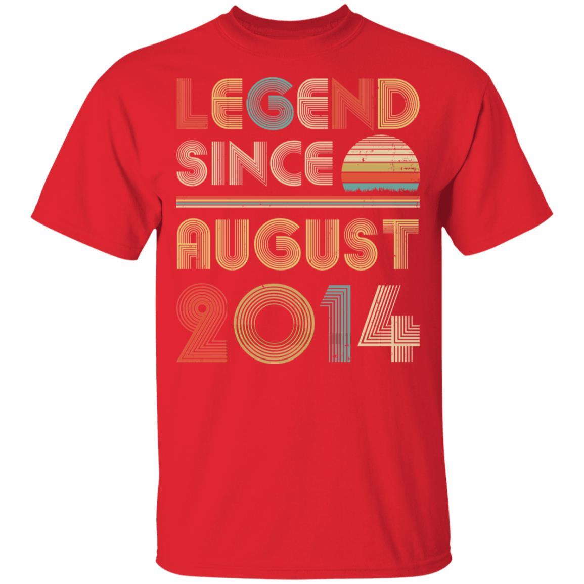 Legend Since August 2014 Vintage 7th Birthday Gifts Youth-Youth Shirt-Youth T-Shirt-Red