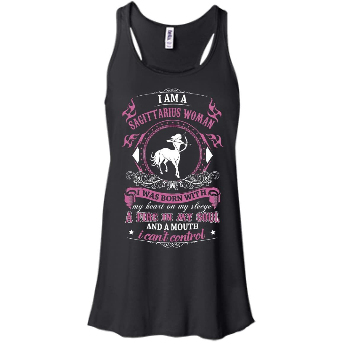 I Am A Sagittarius Woman I Was Born With-T-Shirt & Hoodie-Women's Flowy Racerback Tank-Black