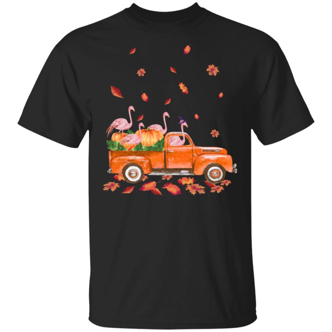 Happy Halloween Flamingo Fall Autumn Pumpkin Truck