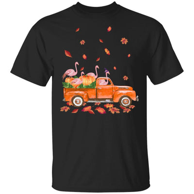 Happy Halloween Flamingo Fall Autumn Pumpkin Truck-T-Shirt & Hoodie-Classic T-Shirt-Black