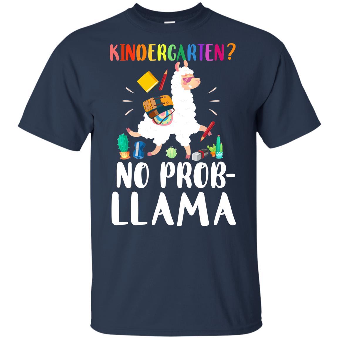 Kindergarten No Prob Llama Funny First Day Of School Youth-Youth Shirt-Youth T-Shirt-Navy