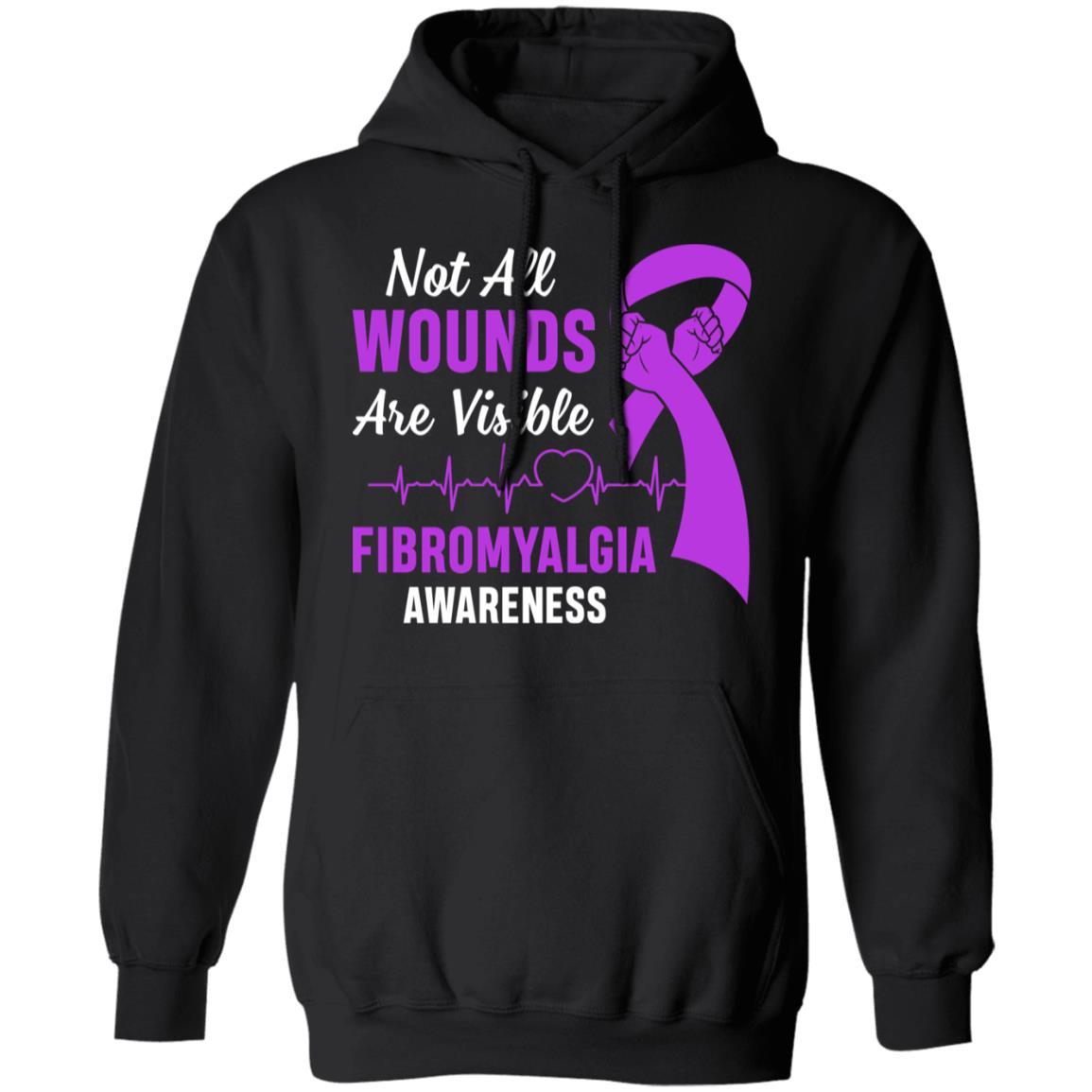 Fibromyalgia Awareness Purple Not All Wounds Are Visible-T-Shirt & Hoodie-Pullover Hoodie-Black