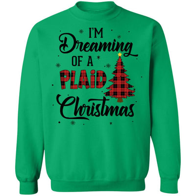 I'm Dreaming Of A Plaid Christmas Xmas Buffalo Plaid-T-Shirt & Sweatshirt-Crewneck Sweatshirt-Irish Green