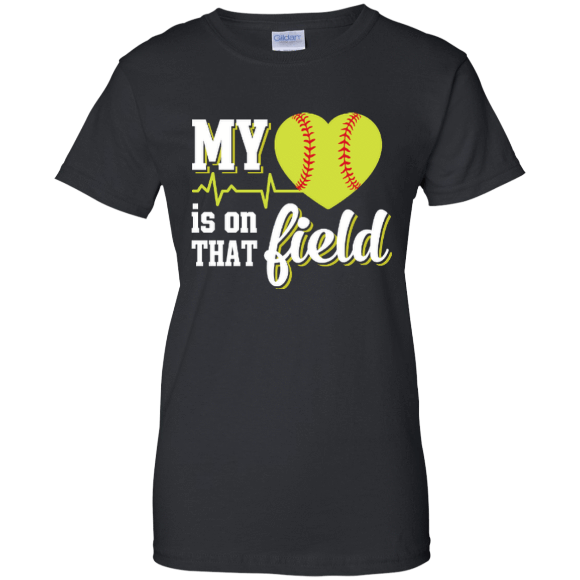 My Heart Is On That Field Softball-T-Shirt & Hoodie-Women's T-Shirt-Black
