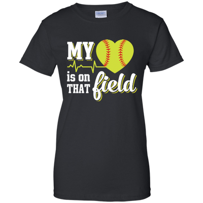 My Heart Is On That Field Softball-T-Shirt & Hoodie-Women's T-Shirt-Black