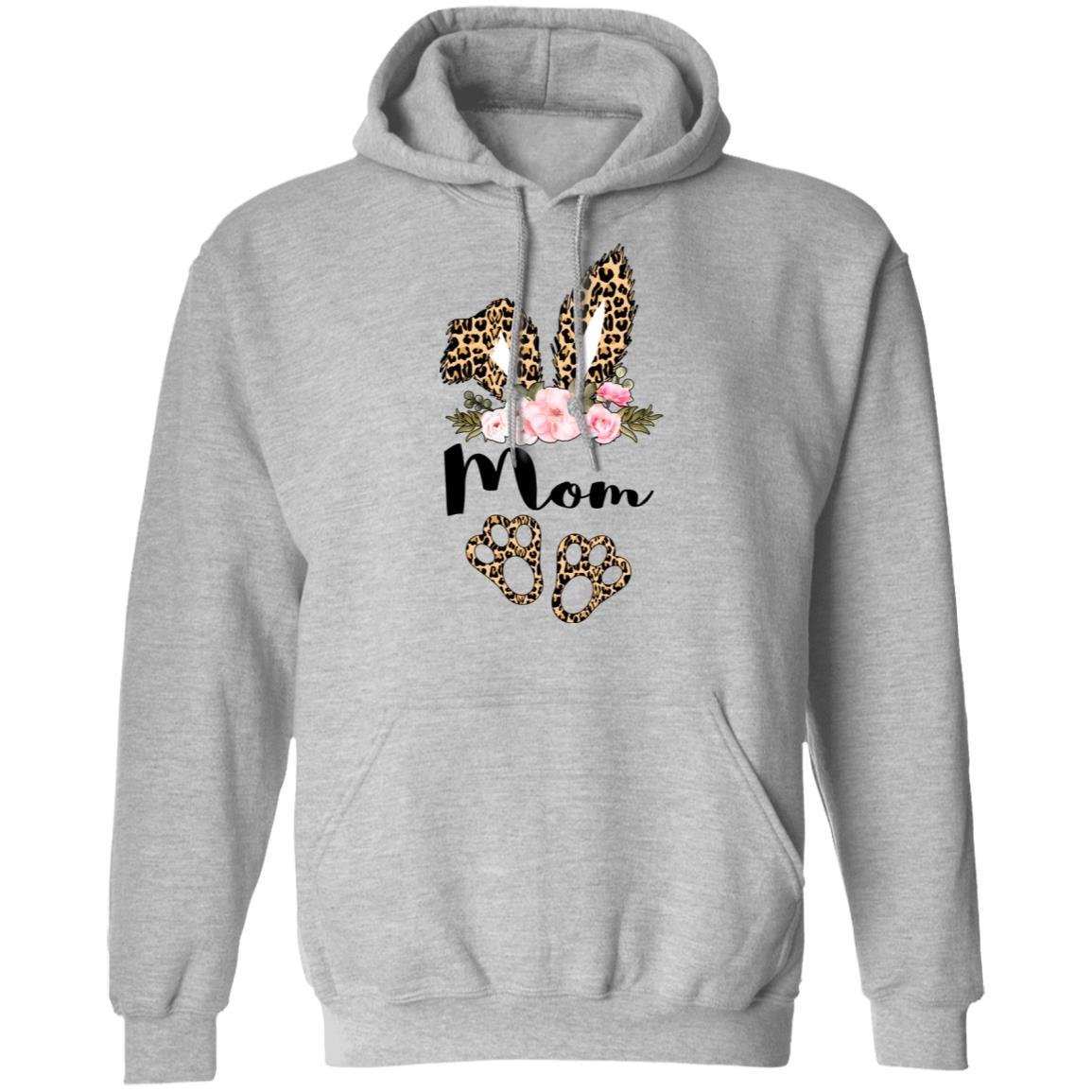 Flower Leopard Bunny Mom Easter Day Women Gifts-T-Shirt & Hoodie-Pullover Hoodie-Sport Grey