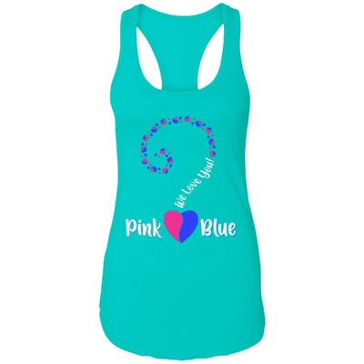 Gender Reveal Party Question Mark with Baby Feet and Heart-T-Shirt & Tank Top-Women's Ideal Racerback Tank-Tahiti Blue