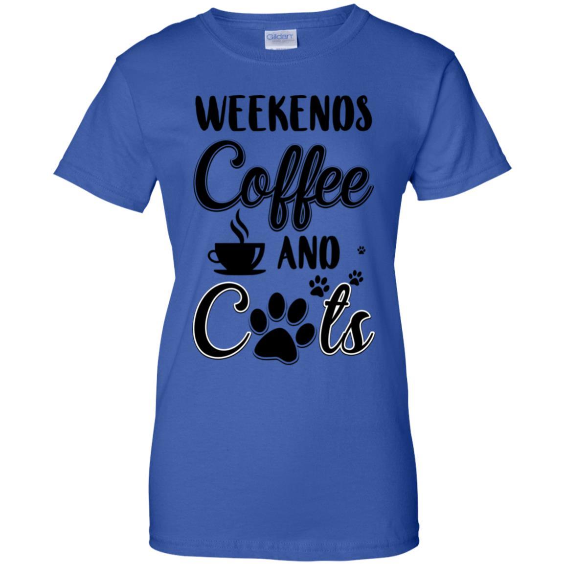 Weekends Coffee And Cats Lover Gifts-T-Shirt & Tank Top-Women's T-Shirt-Royal