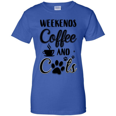 Weekends Coffee And Cats Lover Gifts-T-Shirt & Tank Top-Women's T-Shirt-Royal