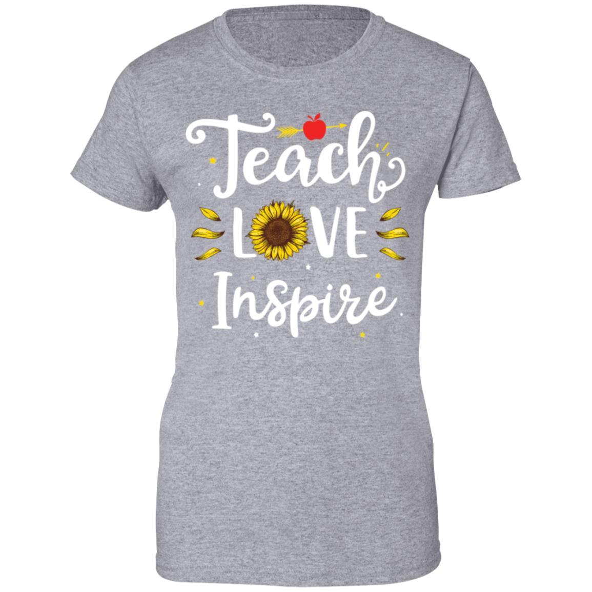 Teach Love And Inspire Teacher Sunflower-T-Shirt & Hoodie-Women's T-Shirt-Sport Grey