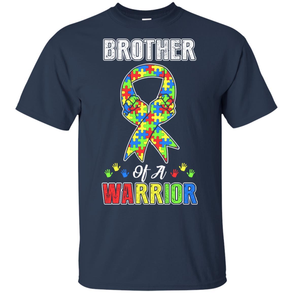 Brother Of A Warrior Support Autism Awareness Gift-T-Shirt & Hoodie-Classic T-Shirt-Navy