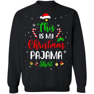 This Is My Christmas Pajama Funny Christmas-T-Shirt & Sweatshirt-Crewneck Sweatshirt-Black