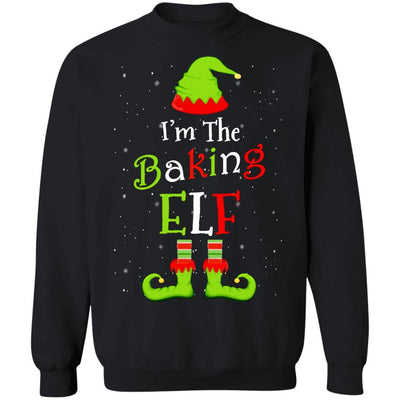 I'm The Baking Elf Family Matching Funny Christmas Group Gift-T-Shirt & Sweatshirt-Crewneck Sweatshirt-Black