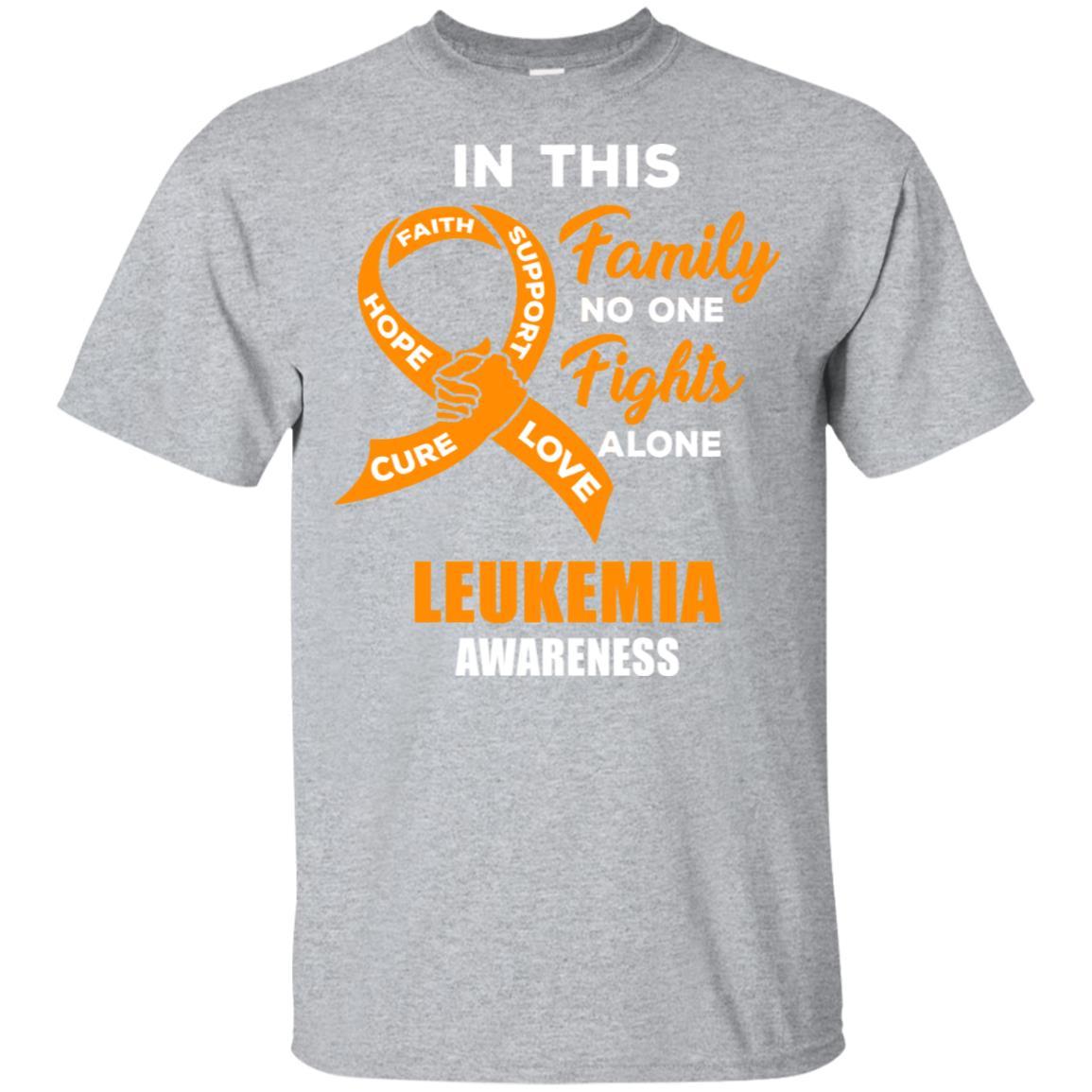 In This Family No One Fights Alone Leukemia Awareness-T-Shirt & Hoodie-Classic T-Shirt-Sport Grey