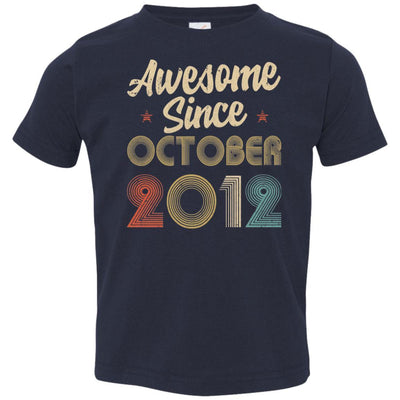 Awesome Since October 2012 Vintage 9th Birthday Gifts Youth-Youth Shirt-Toddler T-Shirt-Navy