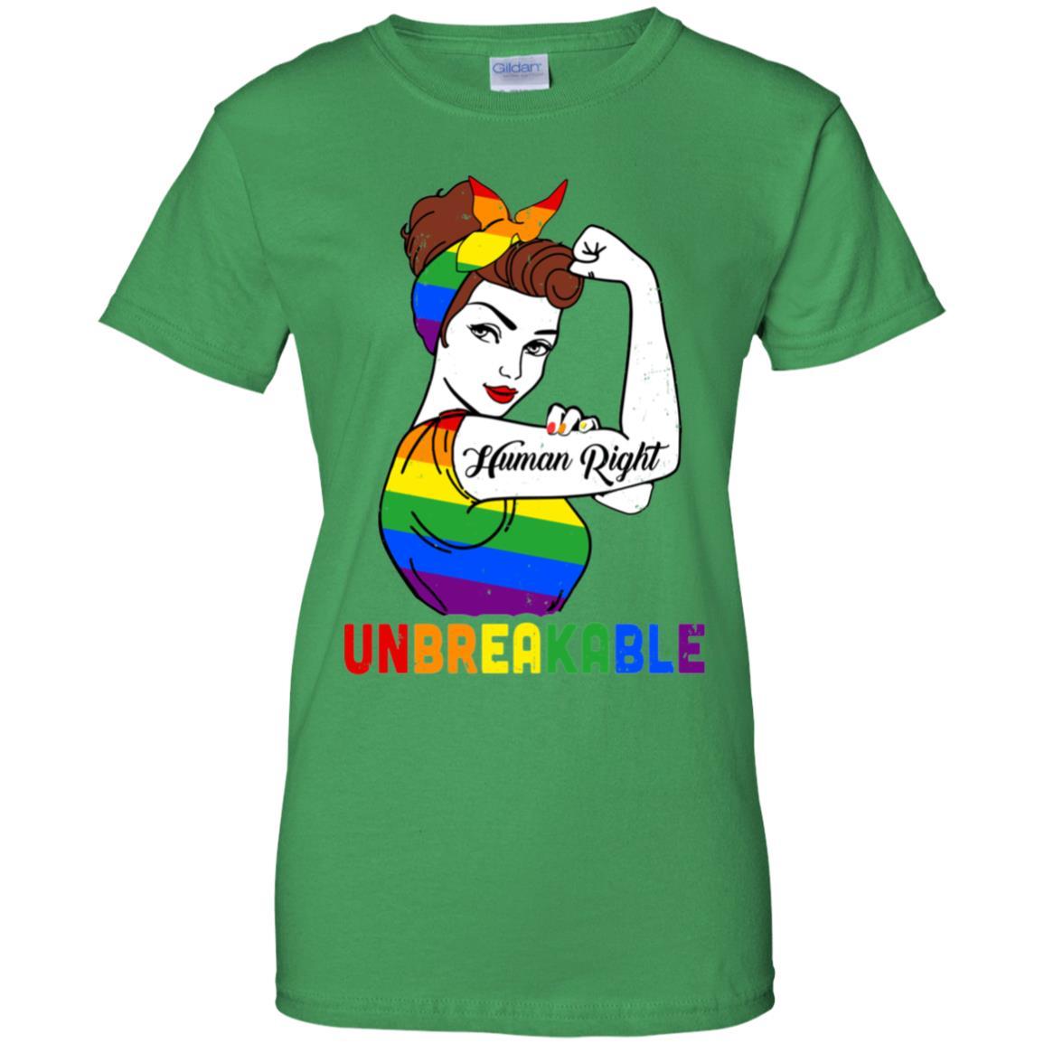 Lady Human Right Unbreakable Rainbow LGBT Pride Month-T-Shirt & Hoodie-Women's T-Shirt-Irish Green