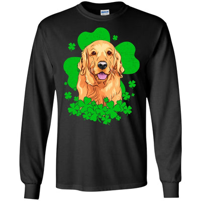 Golden Retriever St. Patrick's Day Clovers-T-Shirt & Hoodie-Long Sleeve T-Shirt-Black