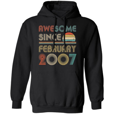 Awesome Since February 2007 Vintage 14th Birthday Gifts-T-Shirt & Hoodie-Pullover Hoodie-Black