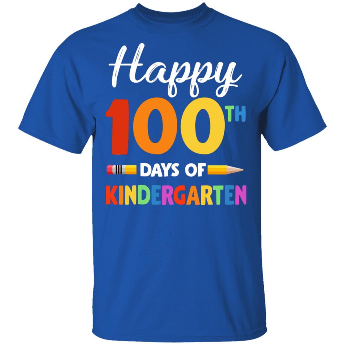 Happy 100Th Day Of Kindergarten Teacher Or Student Gift-T-Shirt & Hoodie-Classic T-Shirt-Royal