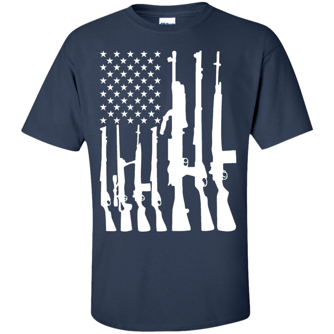 Rifle American Flag Machine Gun Rights-T-Shirt & Hoodie-Classic T-Shirt-Navy