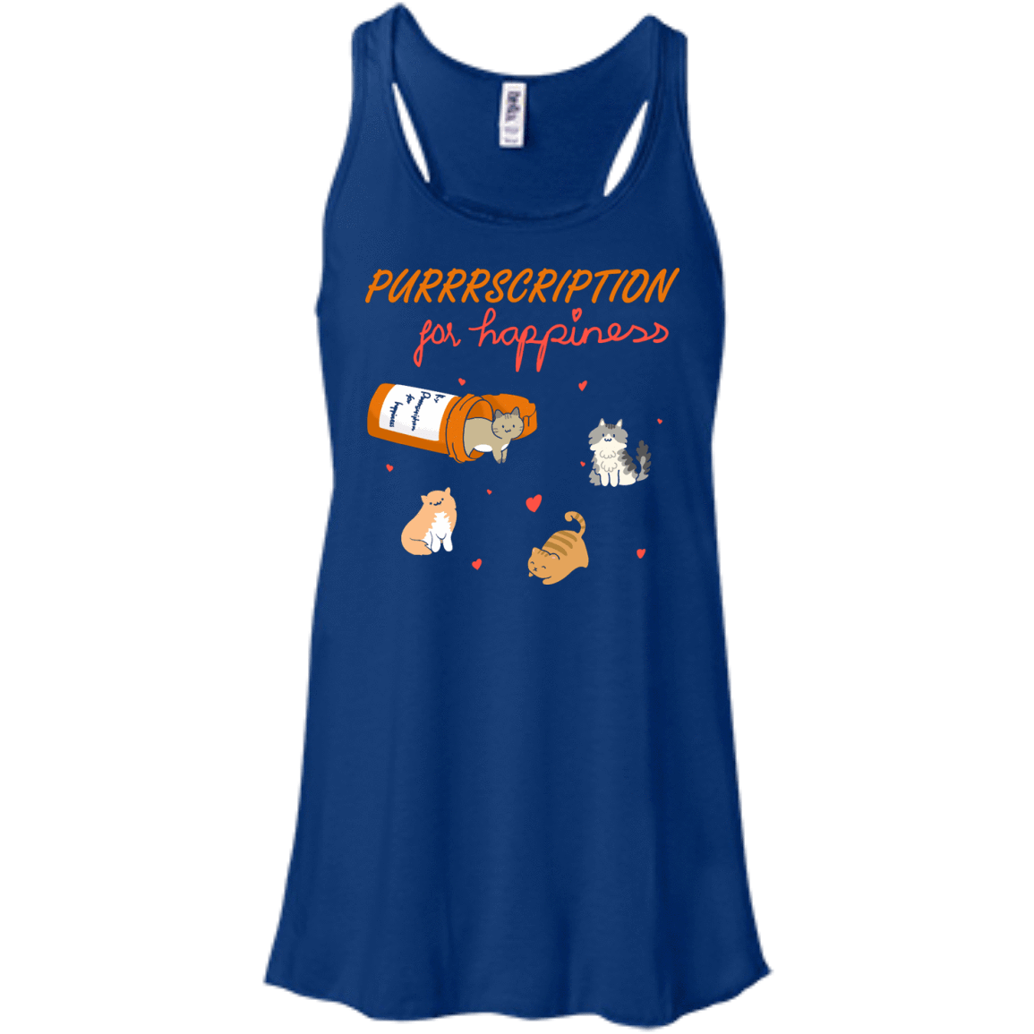 Purrrscription For Happiness-T-Shirt & Hoodie-Women's Flowy Racerback Tank-True Royal