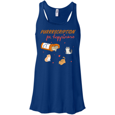Purrrscription For Happiness-T-Shirt & Hoodie-Women's Flowy Racerback Tank-True Royal
