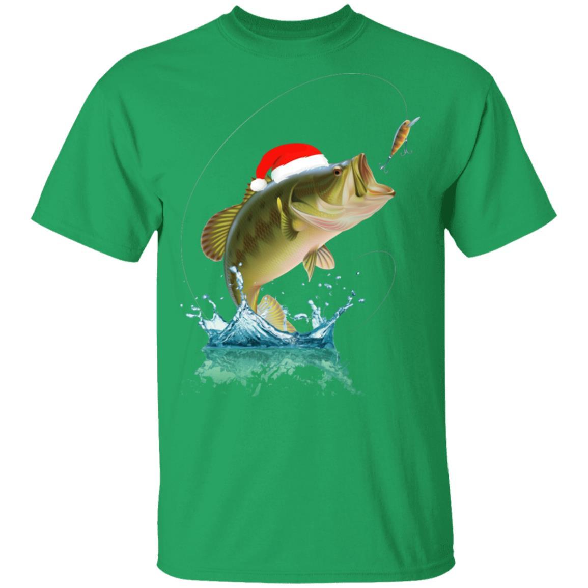 Funny Bass Fishing Santa Hat Christmas Pajama Fisherman Gift-T-Shirt & Sweatshirt-Classic T-Shirt-Irish Green