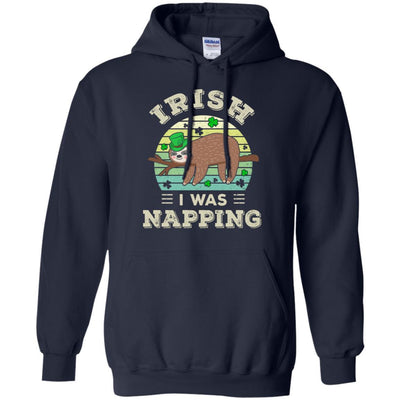 Saint Patrick's Day Irish I Was Napping Sloth For Kids-T-Shirt & Hoodie-Pullover Hoodie-Navy