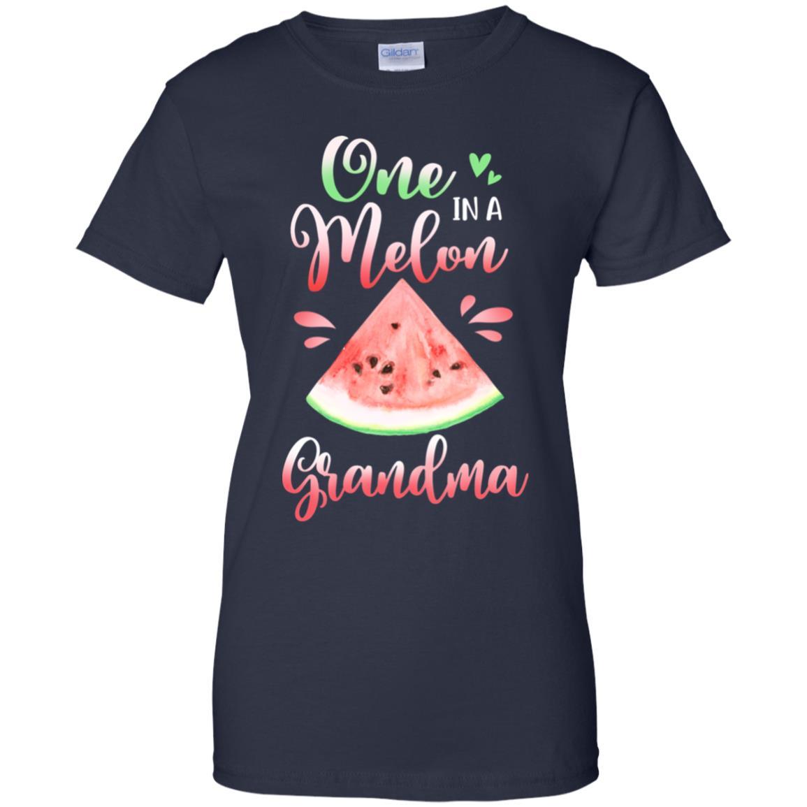 One In A Melon Grandma Funny Watermelon Birthday Gifts-T-Shirt & Hoodie-Women's T-Shirt-Navy