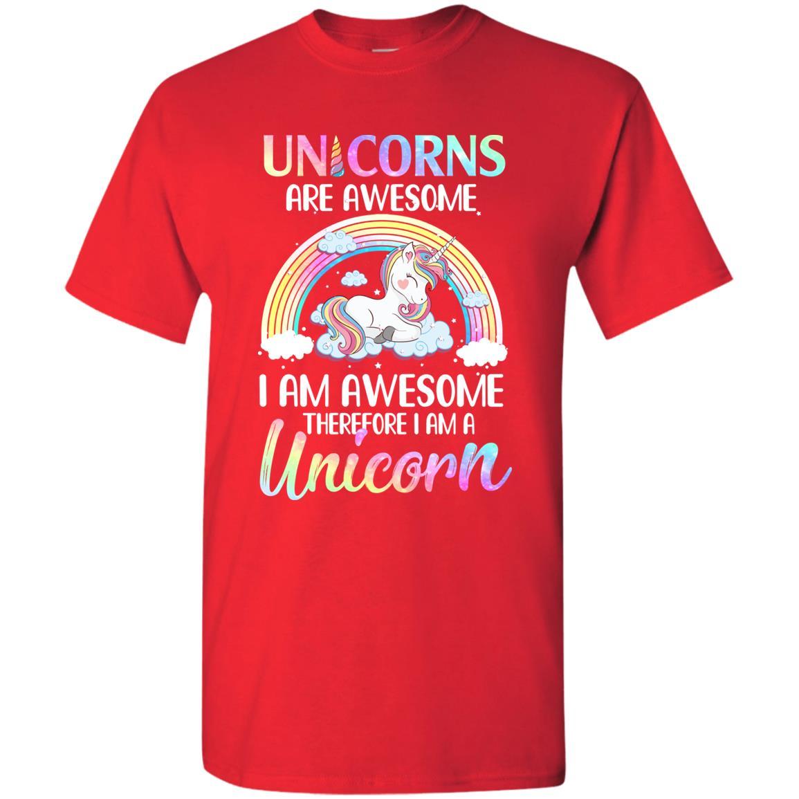 Unicorns Are Awesome I Am Awesome Therefore I Am A Unicorn Youth-Youth Shirt-Youth T-Shirt-Red