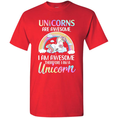 Unicorns Are Awesome I Am Awesome Therefore I Am A Unicorn Youth-Youth Shirt-Youth T-Shirt-Red