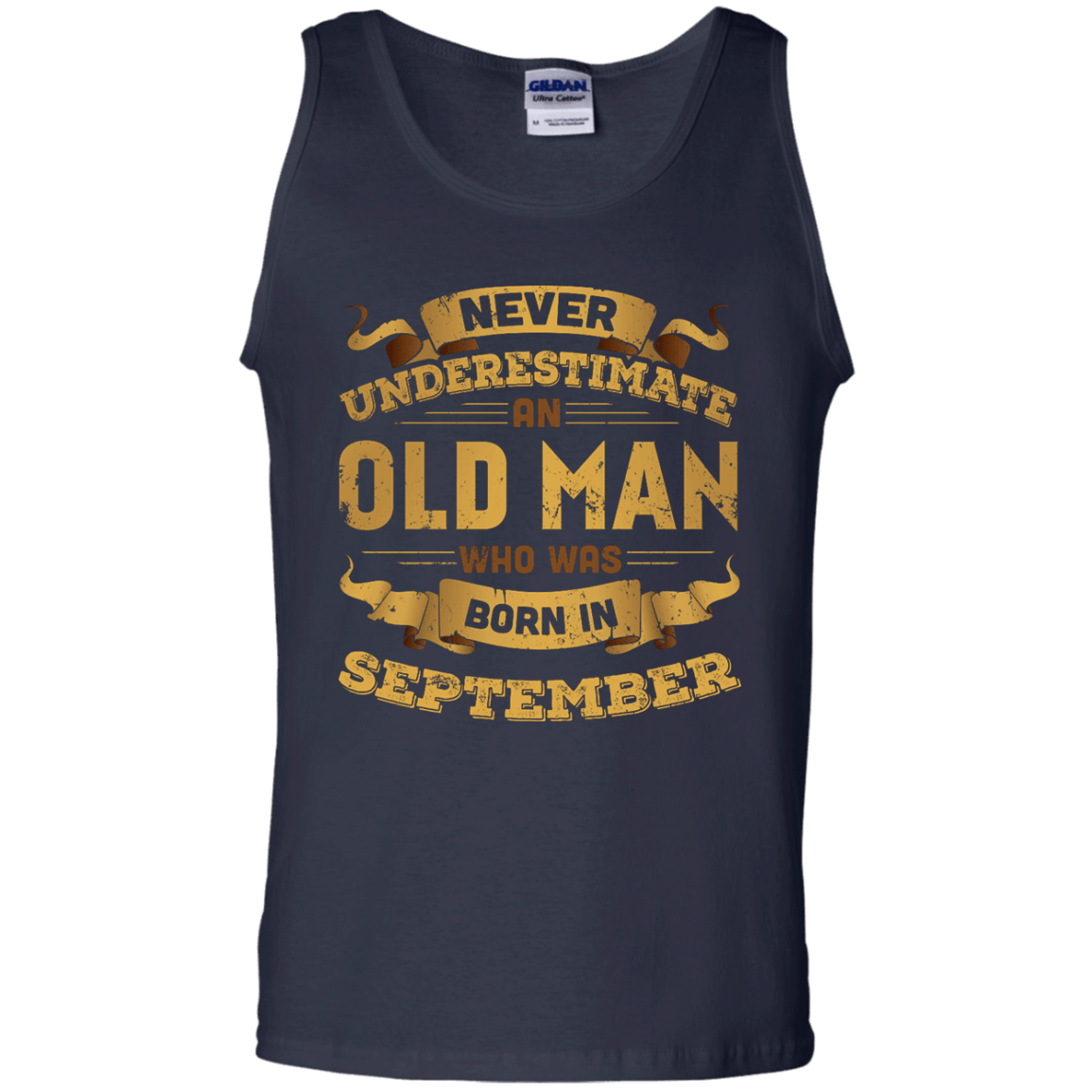 Never Underestimate An Old Man Who Was Born In September-T-Shirt & Hoodie-Unisex Tank-Navy