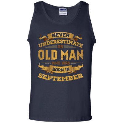 Never Underestimate An Old Man Who Was Born In September-T-Shirt & Hoodie-Unisex Tank-Navy
