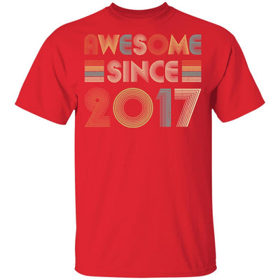 Awesome Since 2017 4th Birthday Gifts Youth-Youth Shirt-Youth T-Shirt-Red