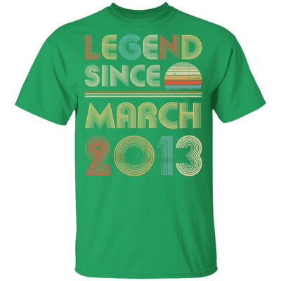 Legend Since March 2013 Vintage 8th Birthday Gifts Youth-Youth Shirt-Youth T-Shirt-Irish Green
