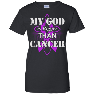 My God Is Bigger Than Cancer Violet Awareness Ribbon-T-Shirt & Hoodie-Women's T-Shirt-Black