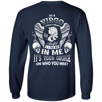 As A Virgo I Hold A Beast An Angel A Madman In Me-T-Shirt & Hoodie-Long Sleeve T-Shirt-Navy