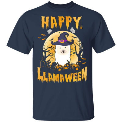 Halloween Llama Witch Costume Happy Llamaween-T-Shirt & Tank Top-Classic T-Shirt-Navy