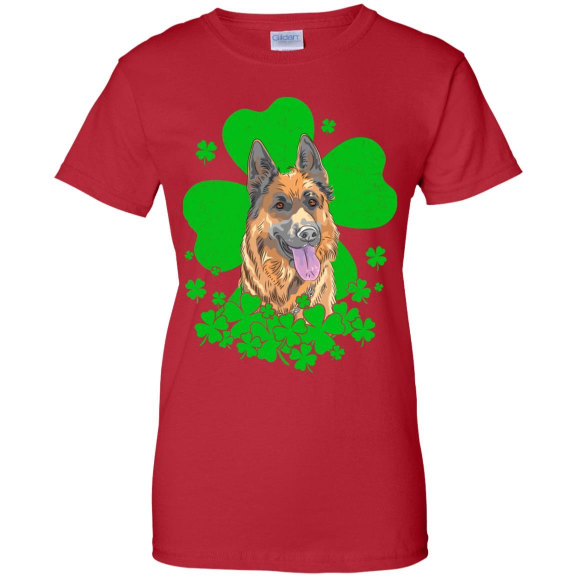 German Shepherd St. Patrick's Day Clovers-T-Shirt & Hoodie-Women's T-Shirt-Red