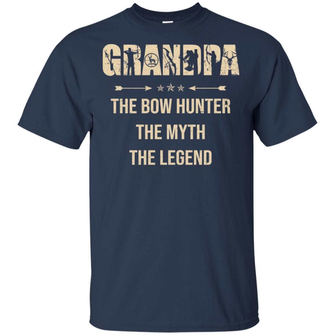 Grandpa The Bow Hunter The Myth The Legend Funny Hunting-T-Shirt & Hoodie-Classic T-Shirt-Navy