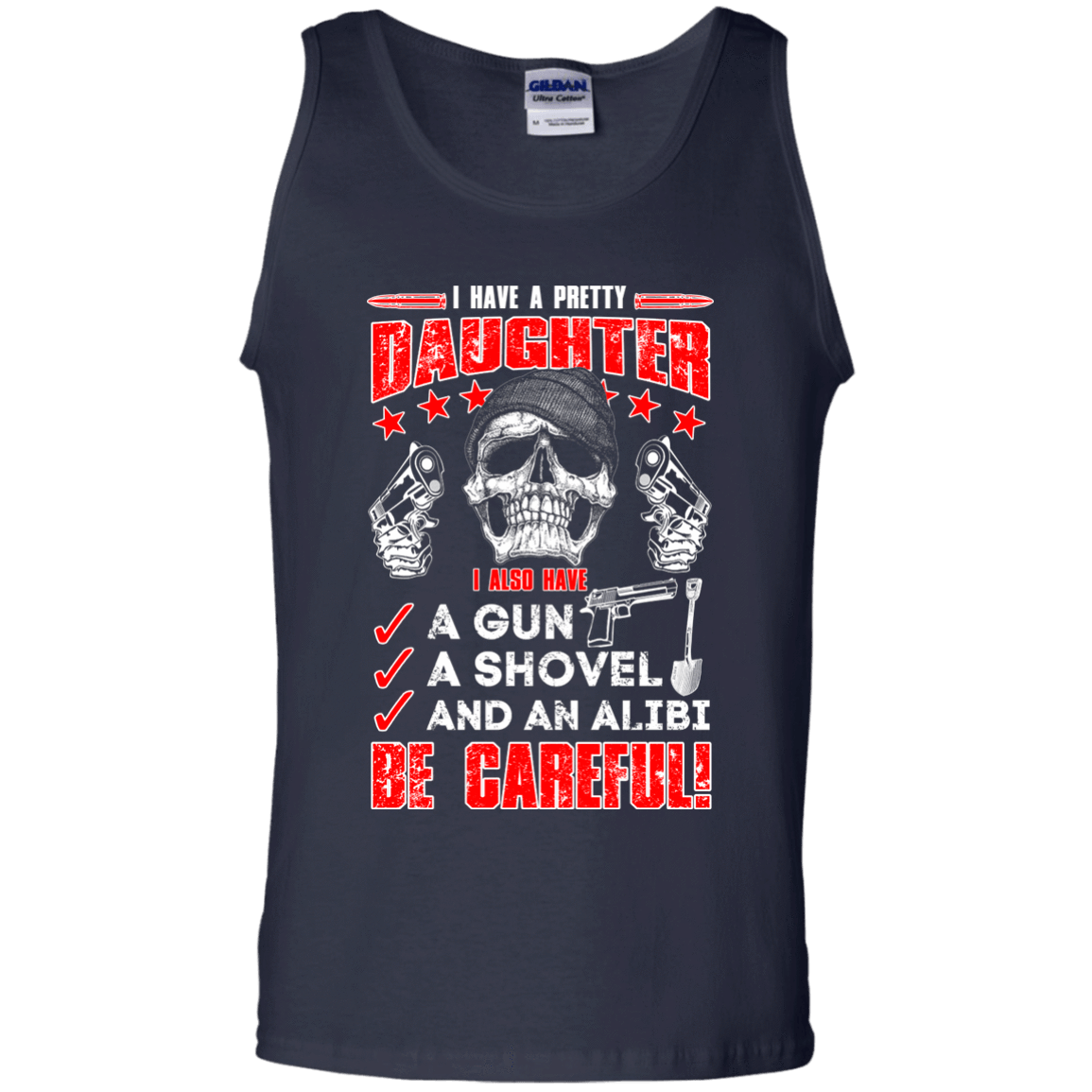 I HAVE A PRETTY DAUGHTER-T-Shirt & Hoodie-Unisex Tank-Navy