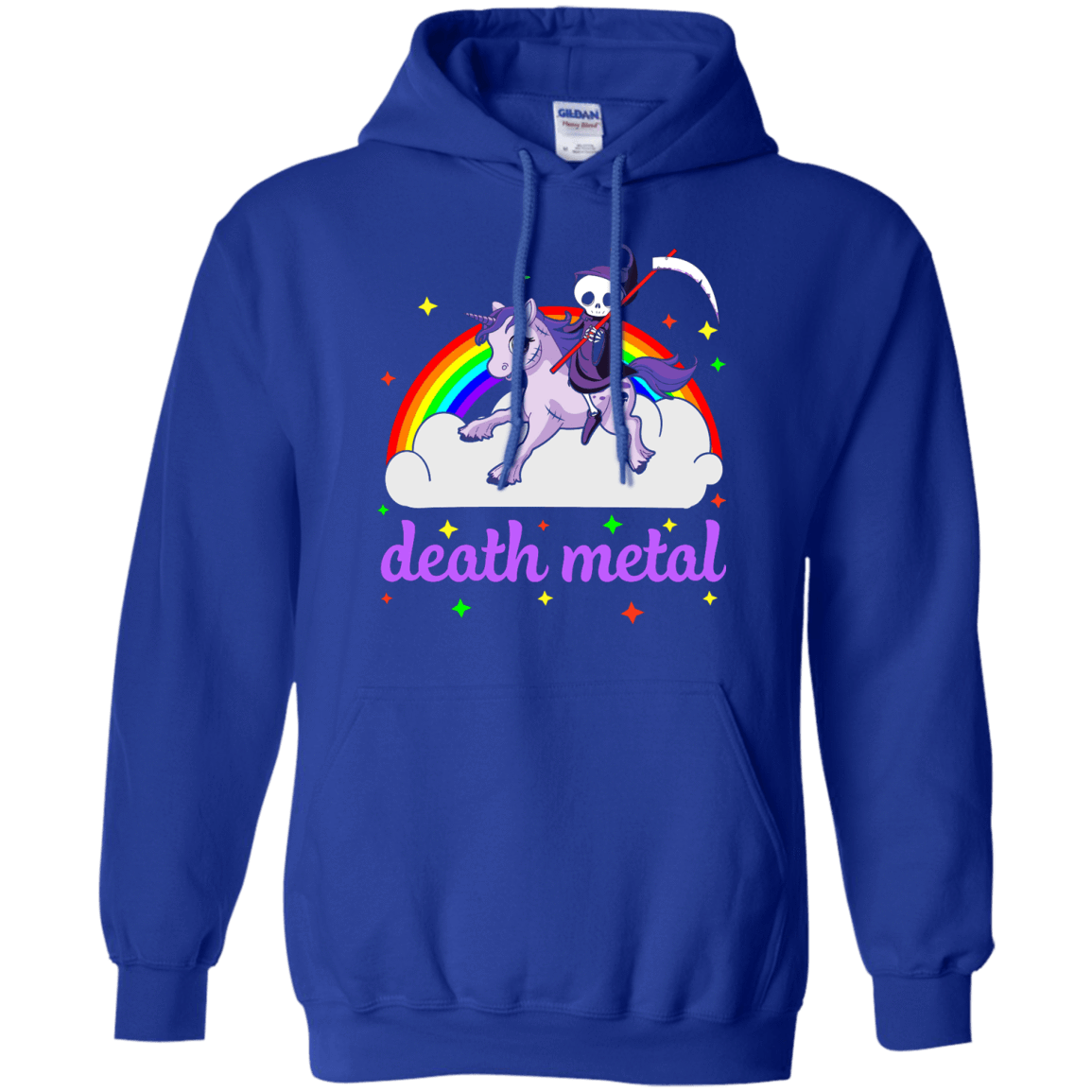 Rainbow Death Metal Rocker Unicorn-T-Shirt & Hoodie-Pullover Hoodie-Royal