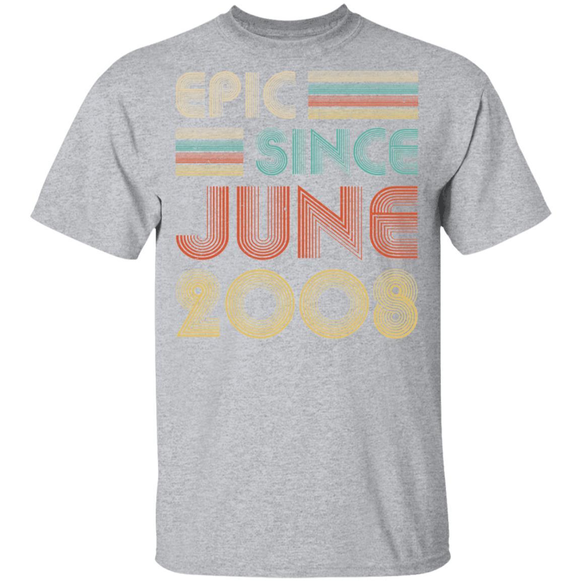 Epic Since June 2008 Vintage 13th Birthday Gifts Youth-Youth Shirt-Youth T-Shirt-Sport Grey