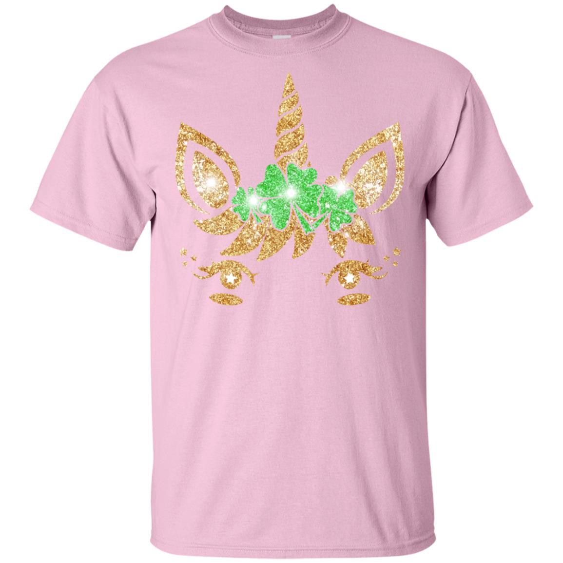 Unicorn Face Saint Patrick's Day For Girls Youth-Youth Shirt-Youth T-Shirt-Light Pink