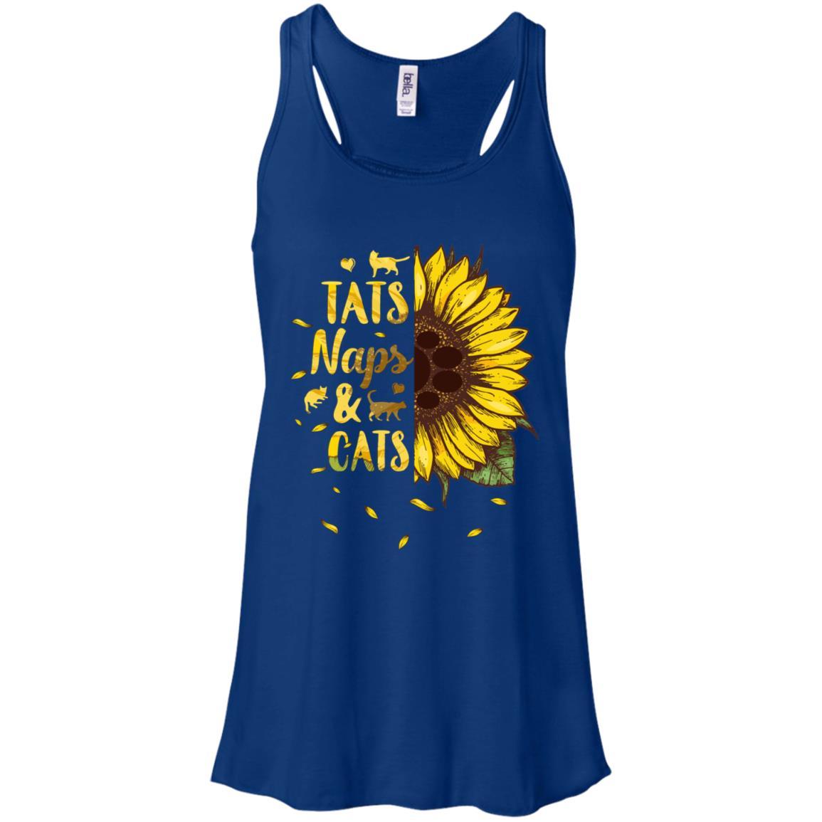 Sunflower Tats Naps And Cats Funny Cat Lover Gift-T-Shirt & Tank Top-Women's Flowy Racerback Tank-True Royal