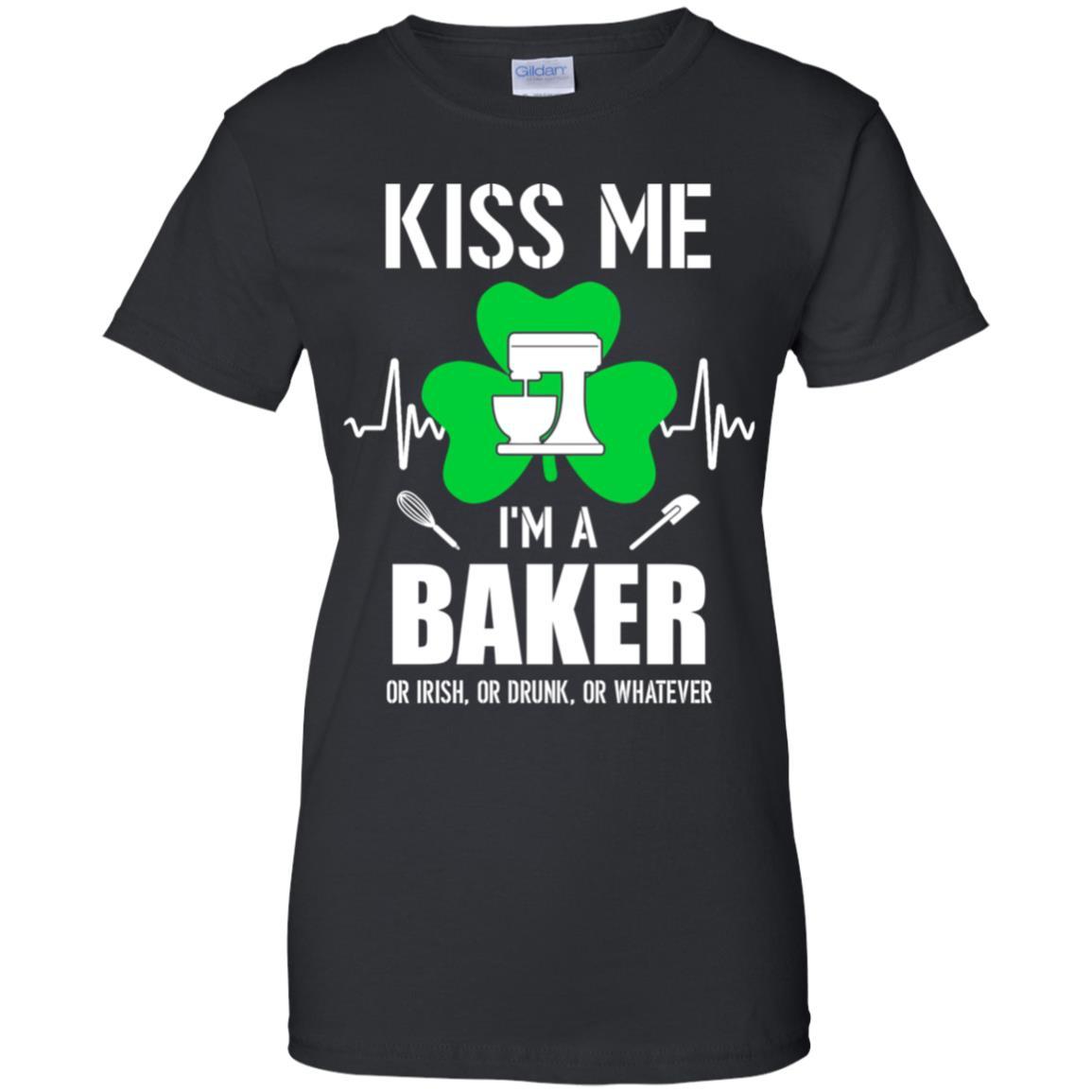 Kiss Me Im A Baker On Irish Or Drunk Or Whatever-T-Shirt & Hoodie-Women's T-Shirt-Black