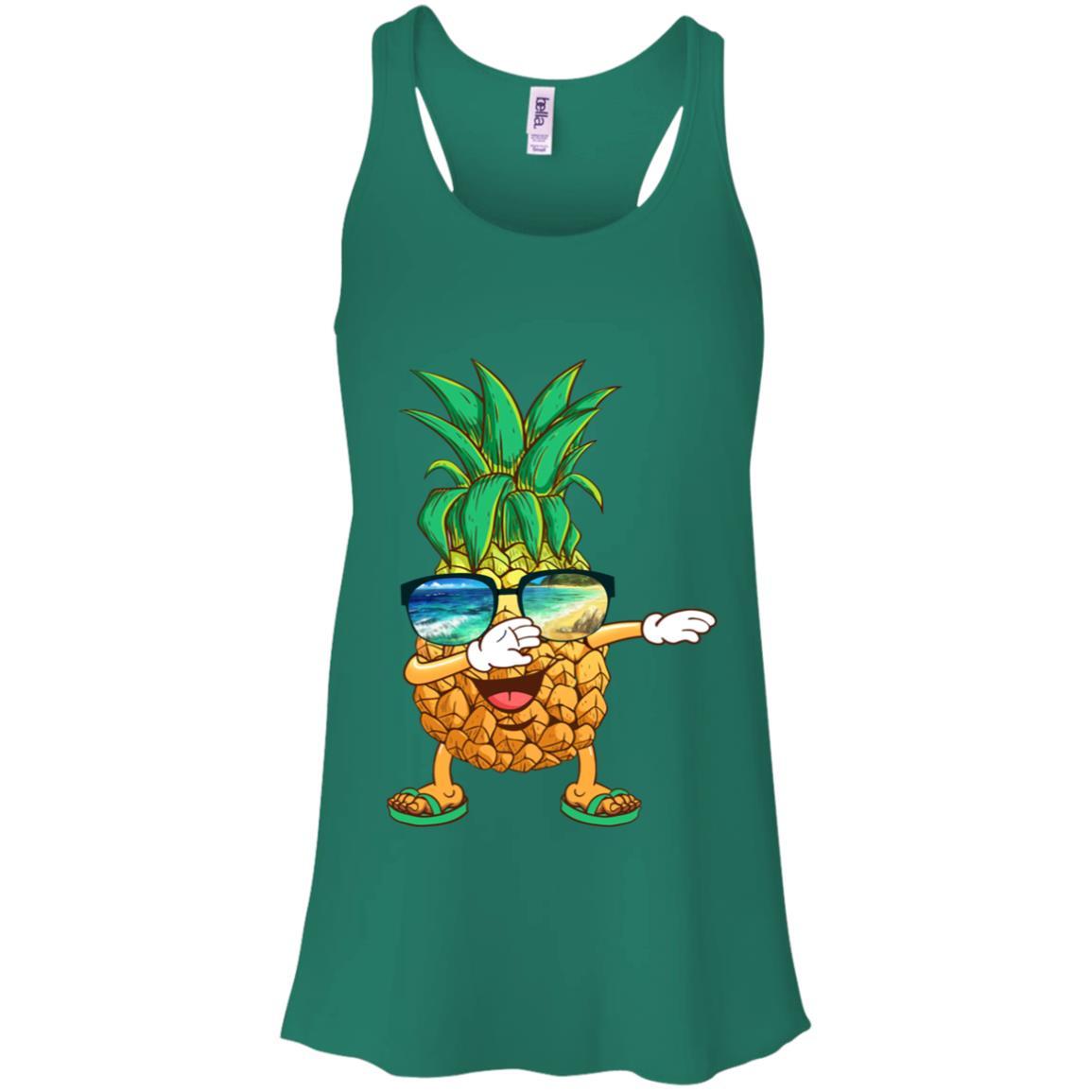 Dabbing Pineapple Sunglasses Aloha Beaches Hawaii-T-Shirt & Tank Top-Women's Flowy Racerback Tank-Kelly Green