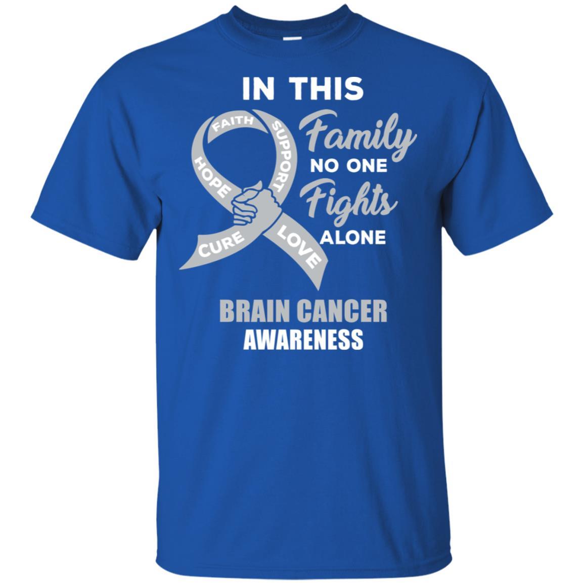 In This Family No One Fights Alone Brain Cancer-T-Shirt & Hoodie-Classic T-Shirt-Royal